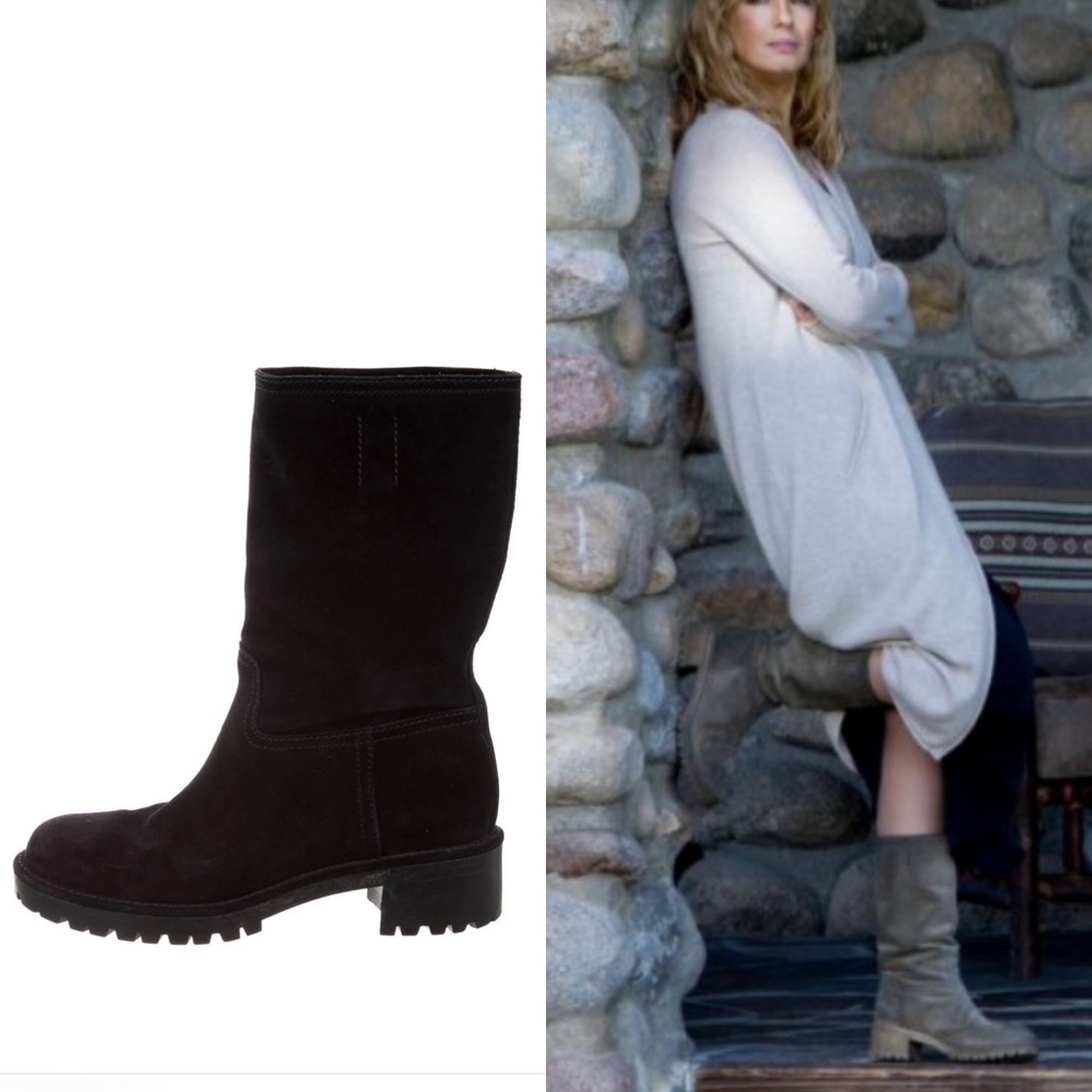 Prada Suede Moto Boots Yellowstone/Beth Dutton